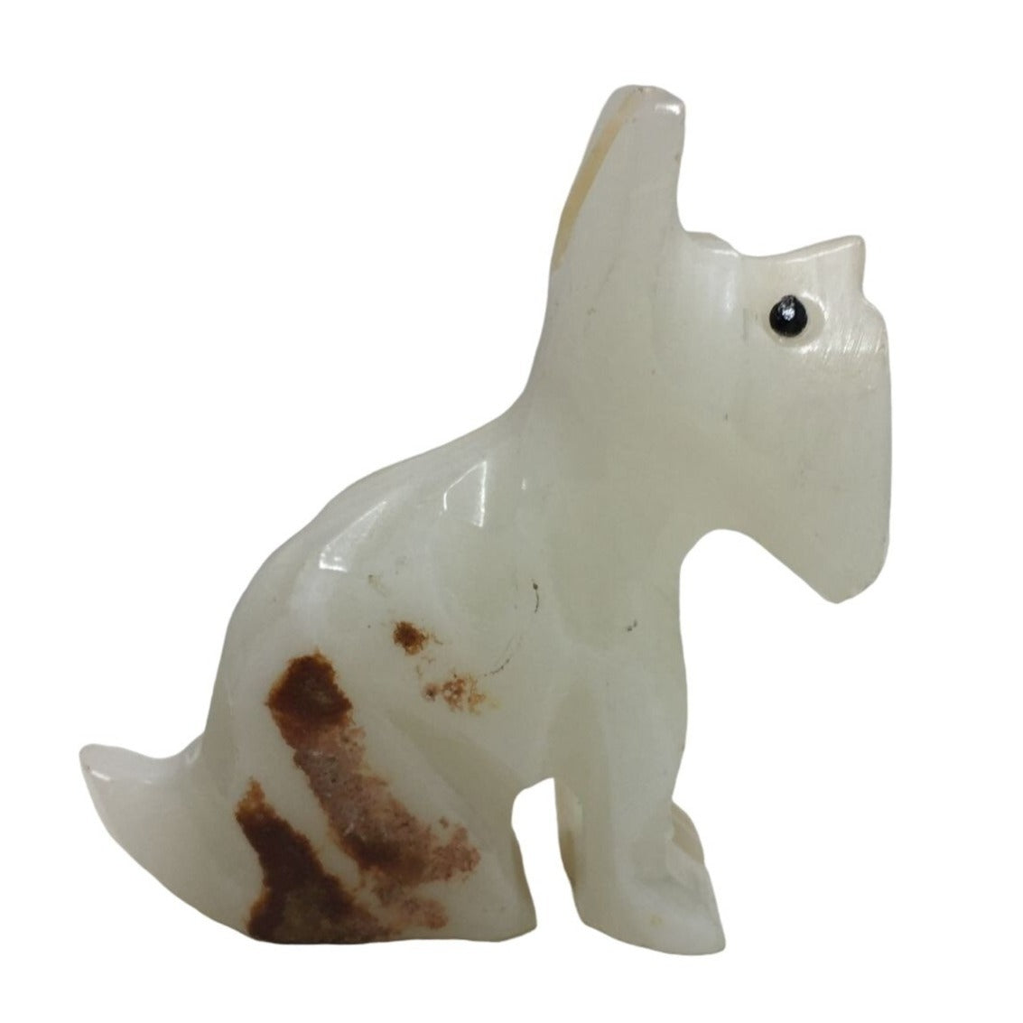 Vintage White Onyx (Marble) Scottie Dog - Hand Carved - Souvenir from Mexico