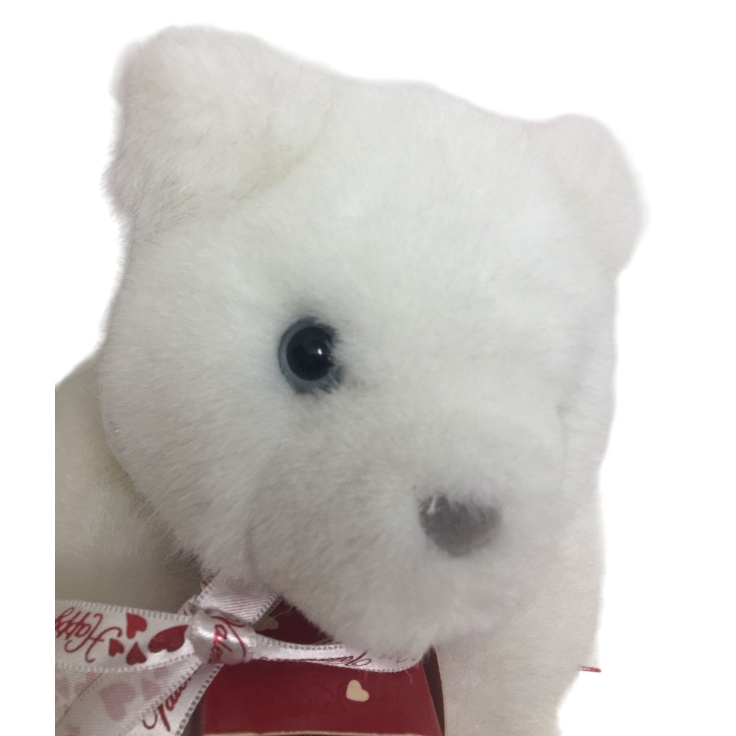 Vintage Hallmark BEARER of GIFTS White Bear Plush holding small Cardboard Gift box