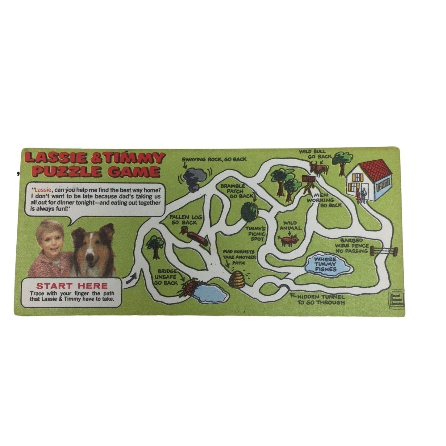 Vintage Lassie and Timmy Puzzle Game - Finger Maze