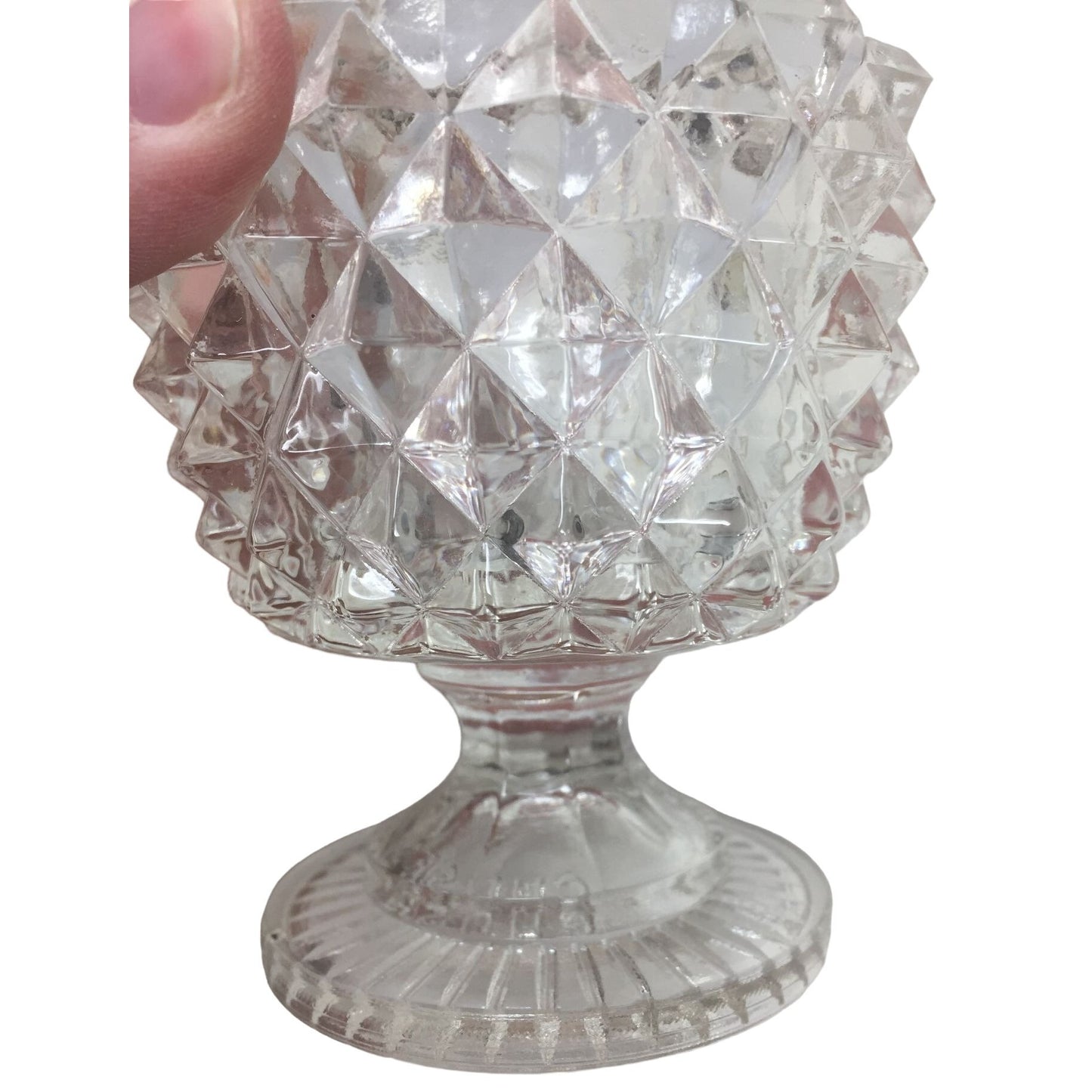 Pretty Leaf Shaped Crystal Serving Dish Prism Effect cut Bottom Ridges