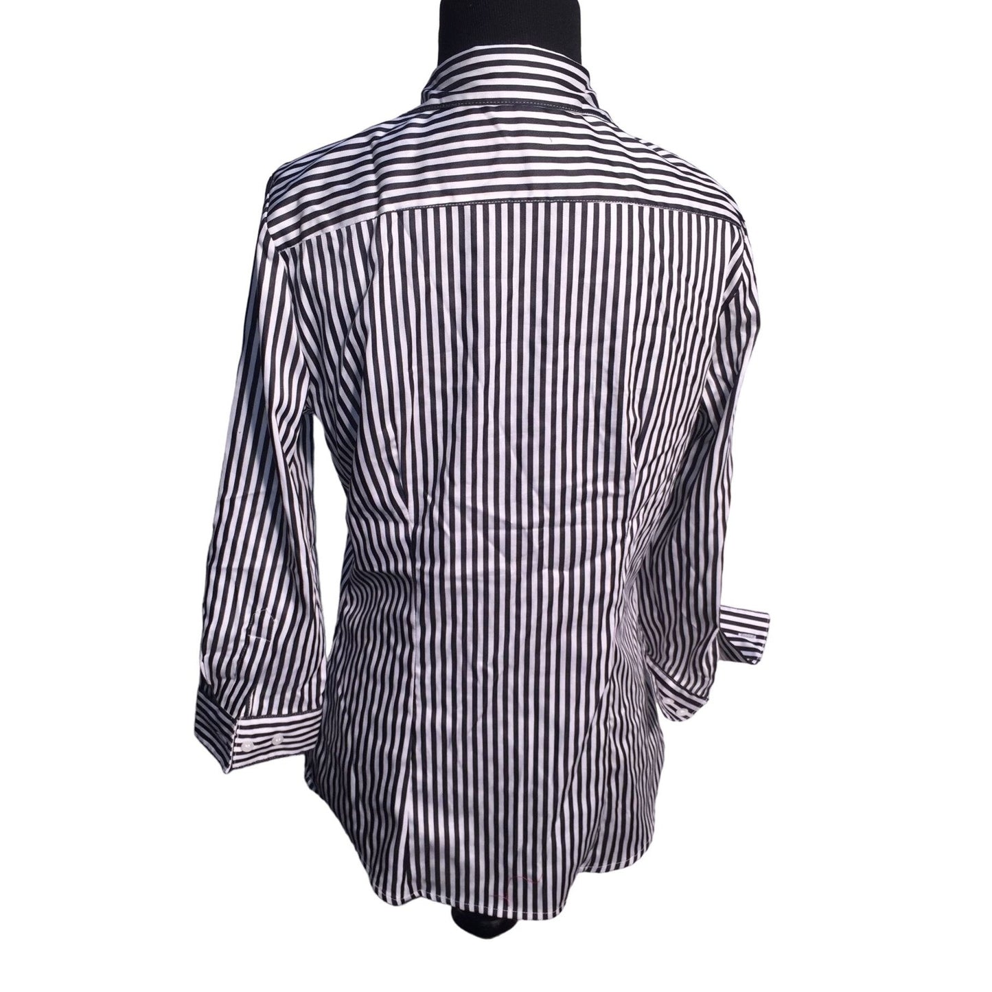 H&M Womens oversize Striped button down blouse with white cuffs - Size 10 (stretchy)