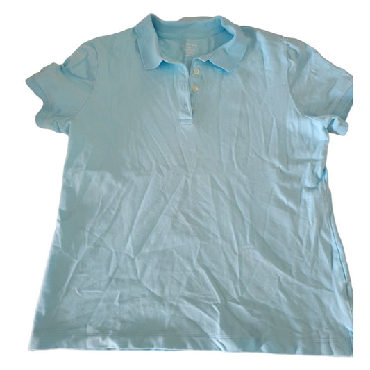 Vintage Lands End Light Blue Polo Shirt Womens Size S/P (Small) 6-8 - short sleeves