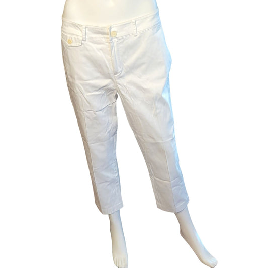 Lauren by RALPH LAUREN Women's White Capri Pants Size 10 Cotton