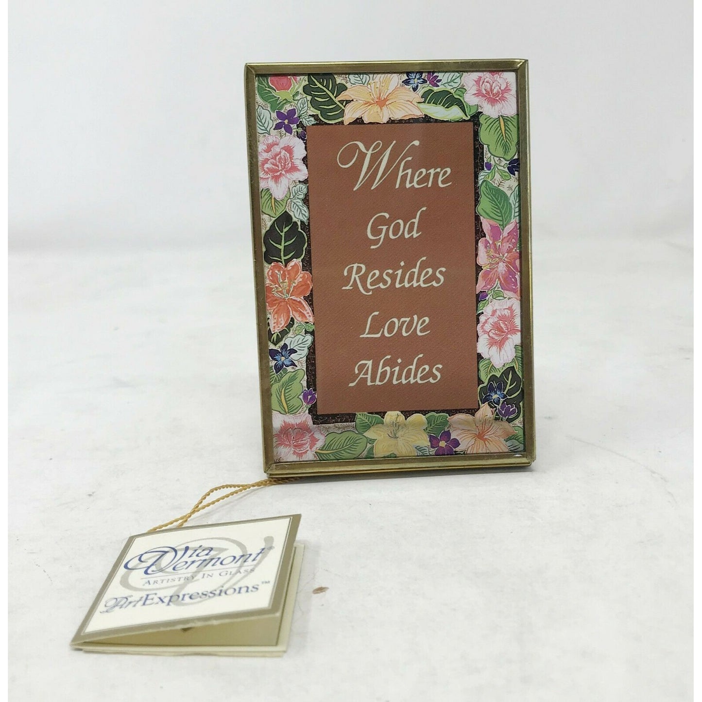 Where GOD Resides LOVE Abides Via Vermont Glass Plaque Decor