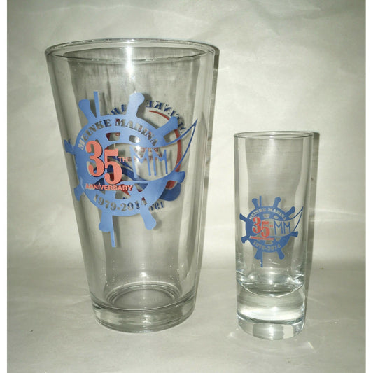 MEINKE MARINA Anniversary Glass & Shot Glass Set CURTICE OHIO