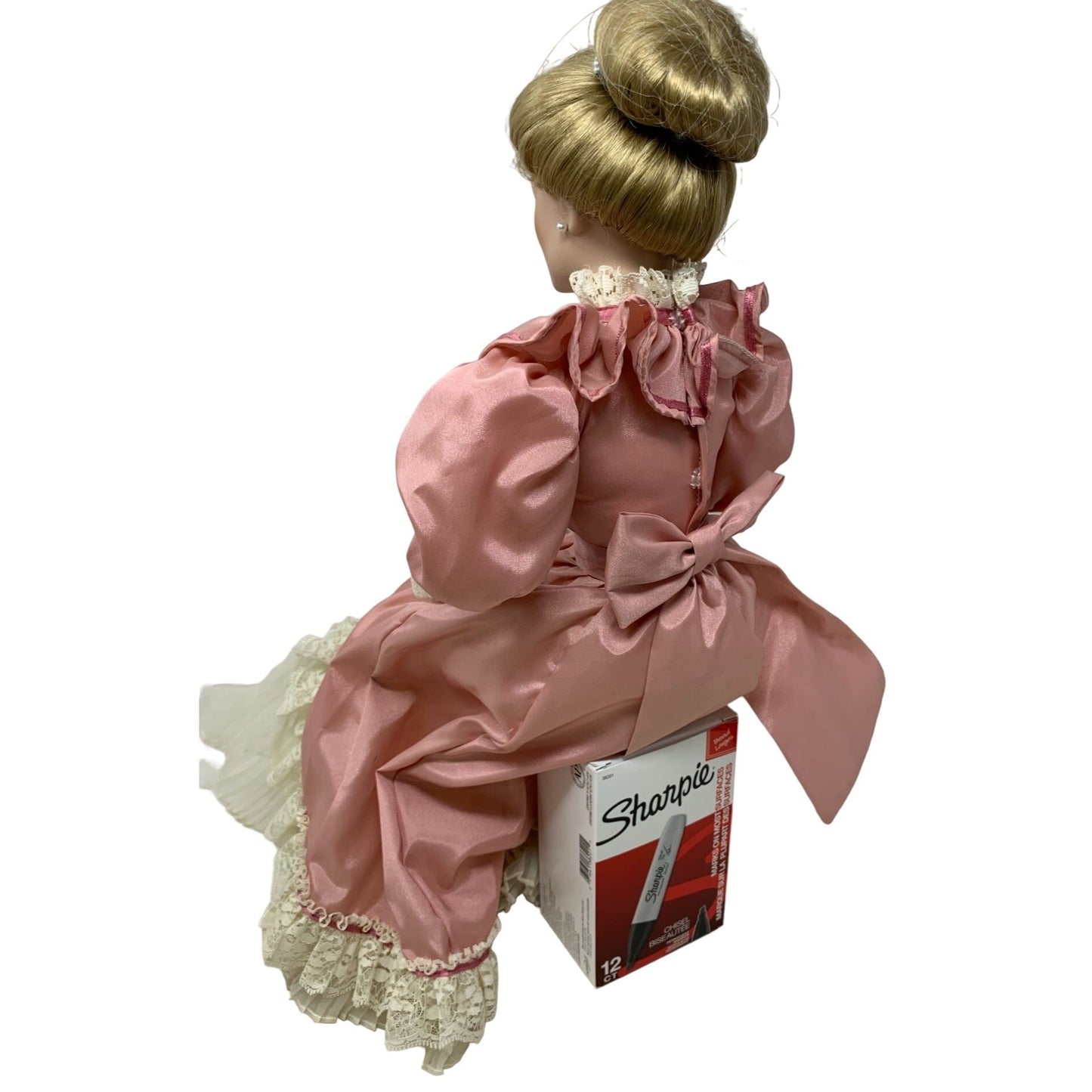 Gorham Mother Doll - Sitting Position with cameo at collar - Rolled Bun Hair - Collectible Porcelain Doll