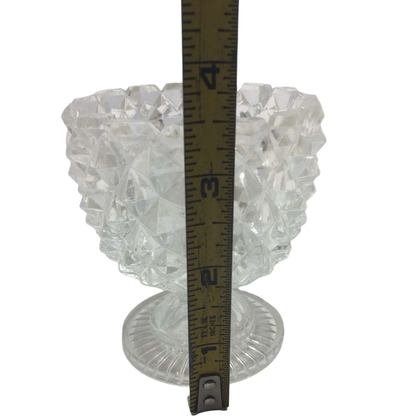 Pretty Leaf Shaped Crystal Serving Dish Prism Effect cut Bottom Ridges