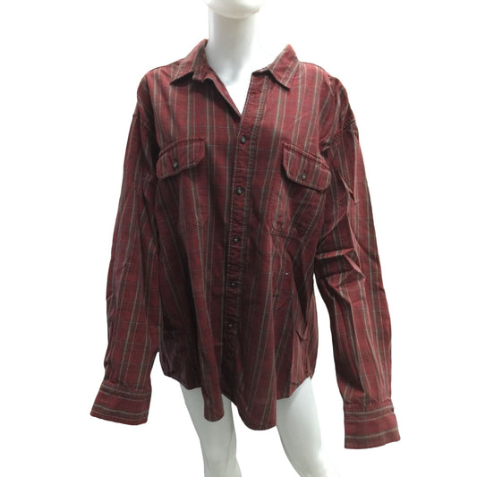 Vintage American Eagle Outfitters Mens Button Down Flannel (Red/Tans Plaid) Size XXL - Classic AEO Shirt