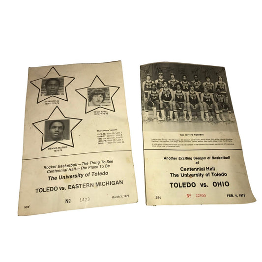 The University of Toledo Program Cards - Toledo Vs. Eastern Michigan & Toledo Vs. Ohio March 3, 1979 & Feb. 4 1978