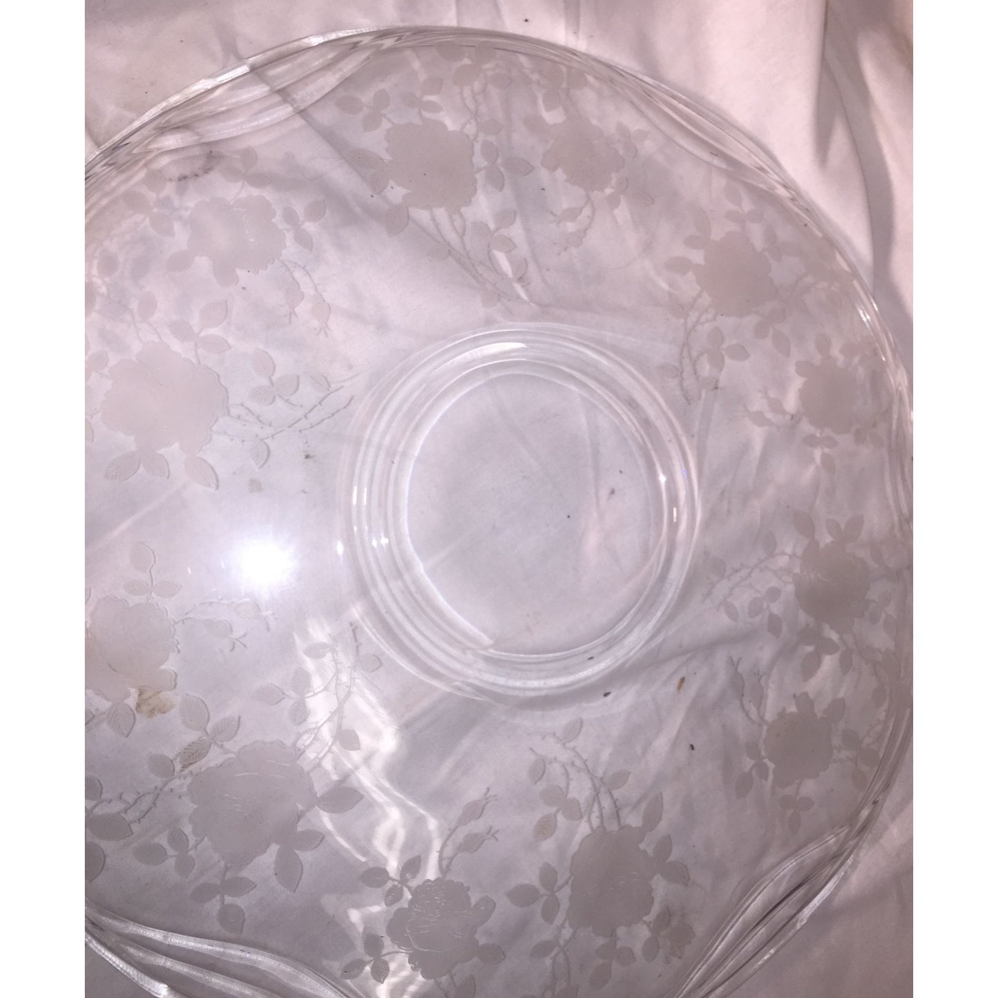 PARTY Serving TRAY Glass / Etched Glass / Crystal Nice Floral Pattern  - 14" Diameter