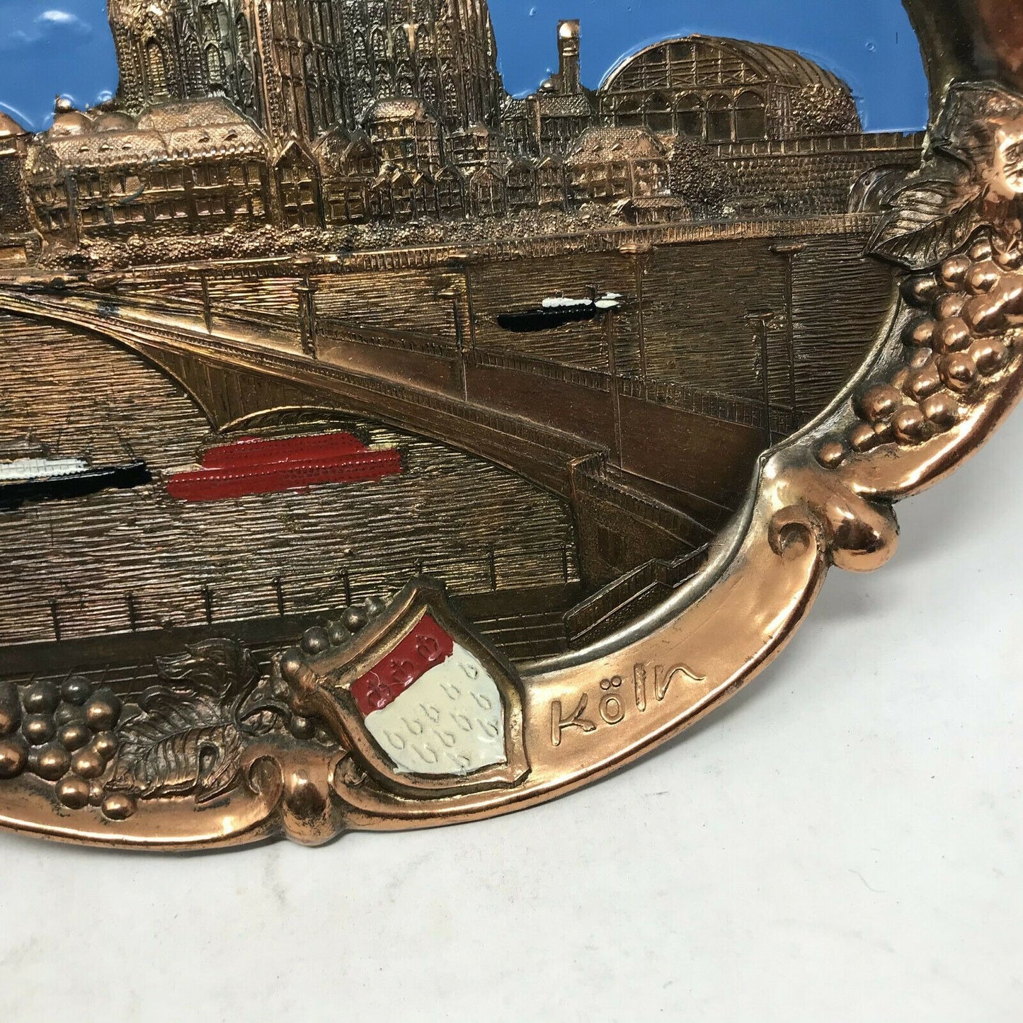 KOLN, GERMANY  Copper tone Hanging Painted relief City Souvenir