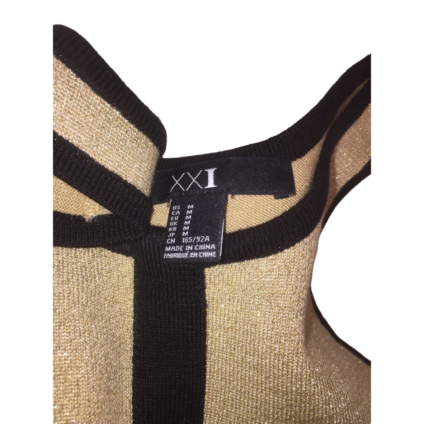 XXI Black and Gold Racerback Dress - Women's size Medium