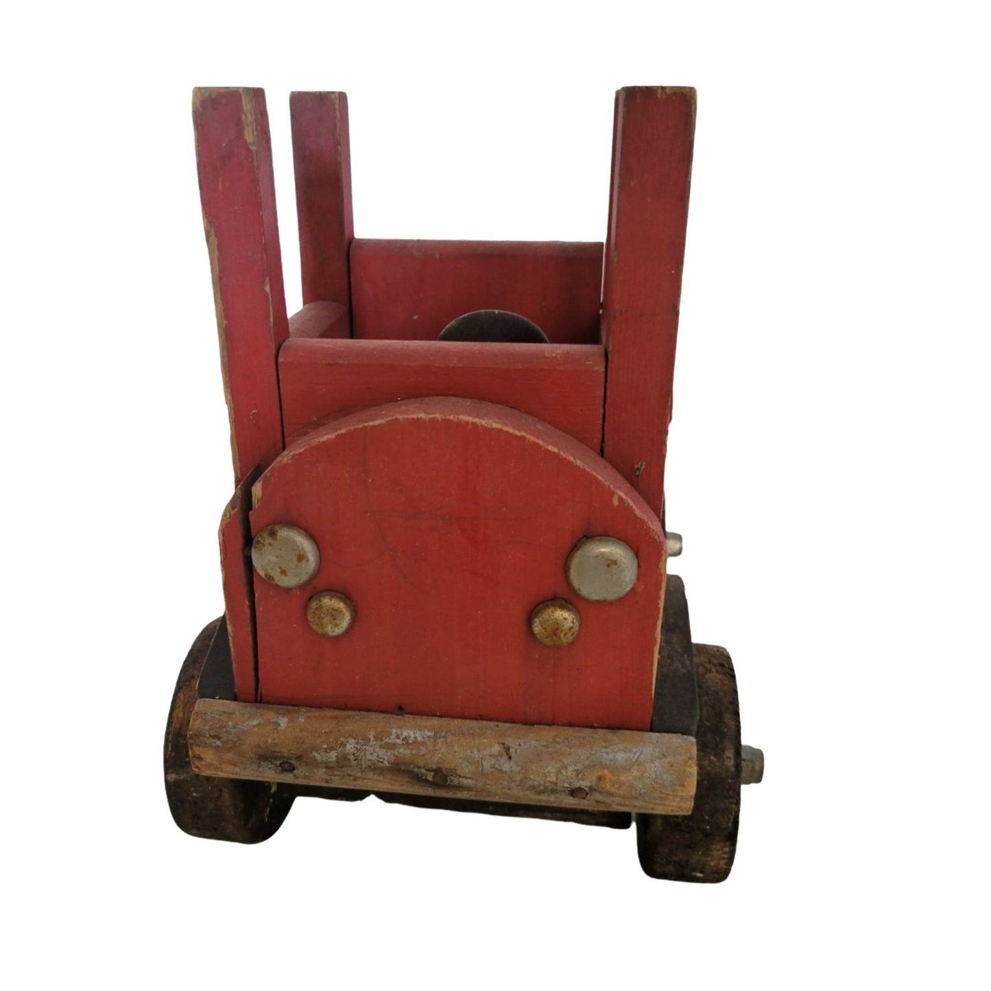 Antique Red Wooden Truck Toy with Rollins Leasing Co. Logo - Vintage Truck and Trailer