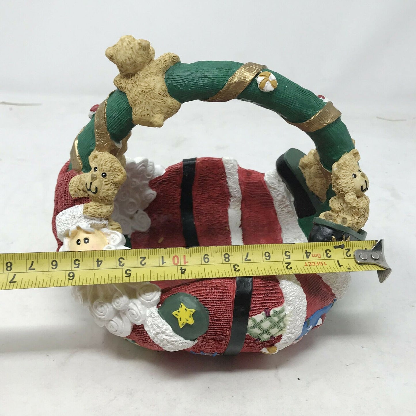 DEPARTMENT 56 Resin Basket or Bowl SANTA CLAUS w Teddy Bears FUN