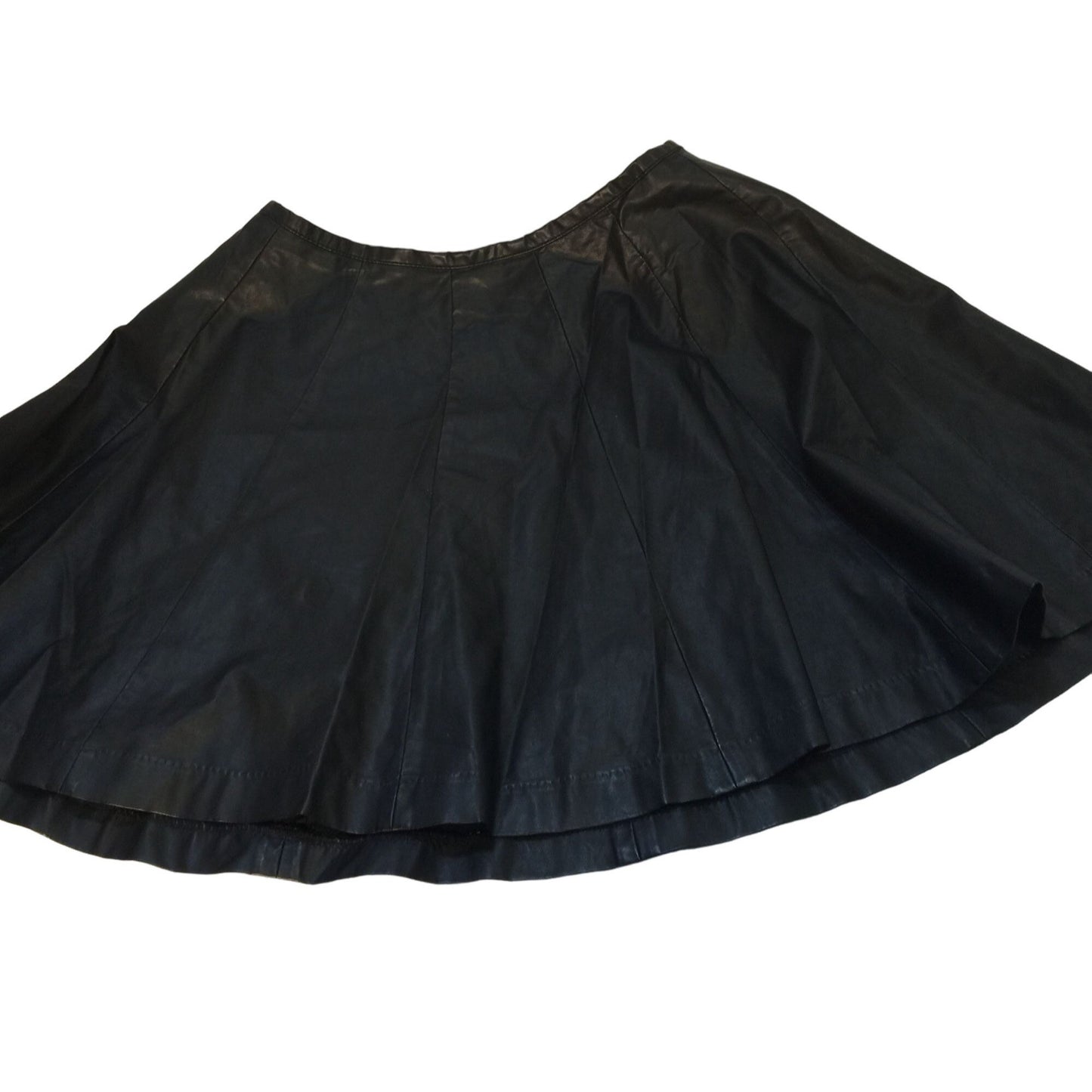 L'Amour Black leather pleated skirt - Womens size Medium