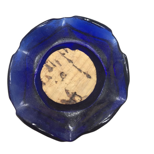 Pretty Cobalt Blue Corked Jar or Vase (if you take out cork) -  Cute design - Made in USA Approx. 7" Tall