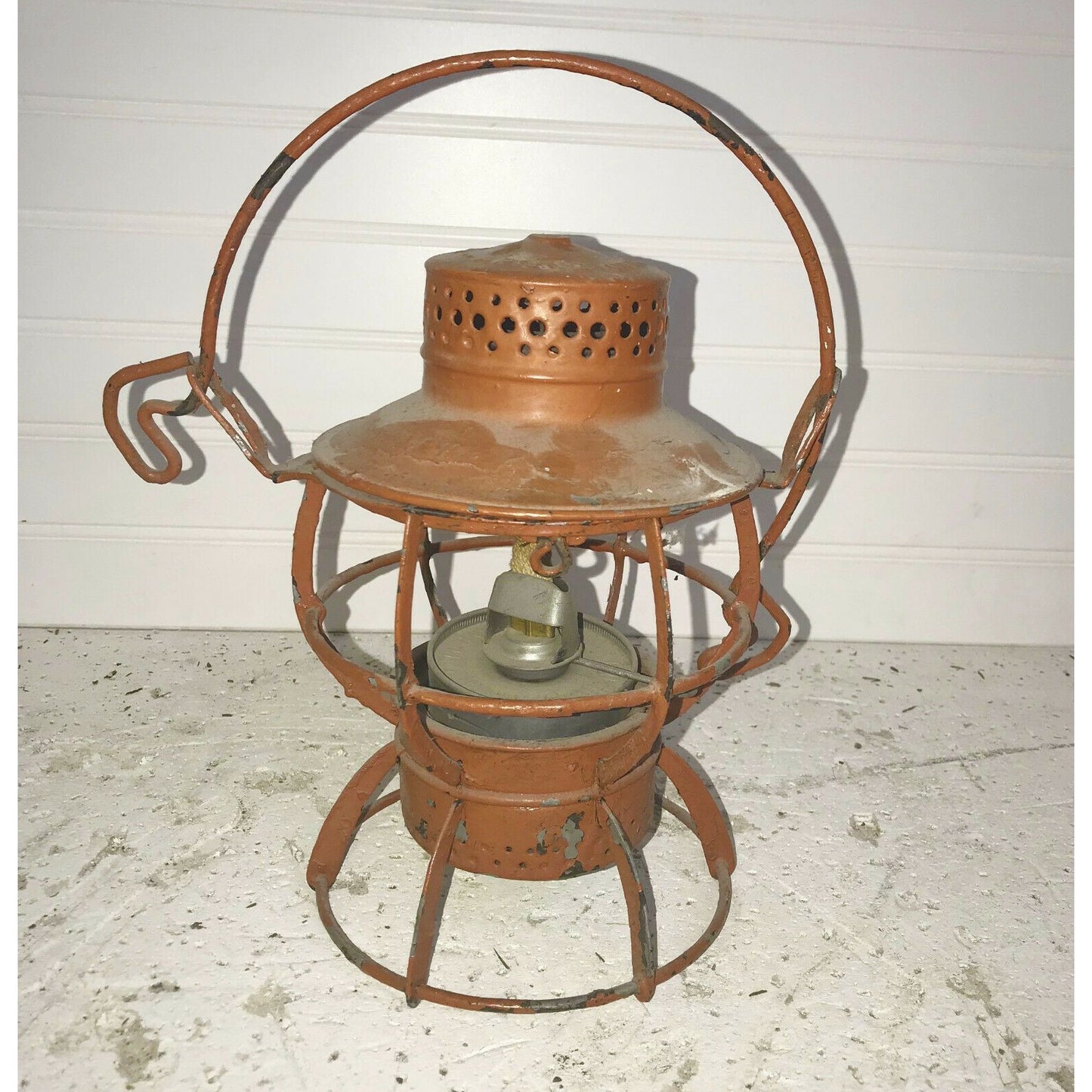 Antique DRESSEL Lamp RED METAL Railroad Lantern - Arlington NJ