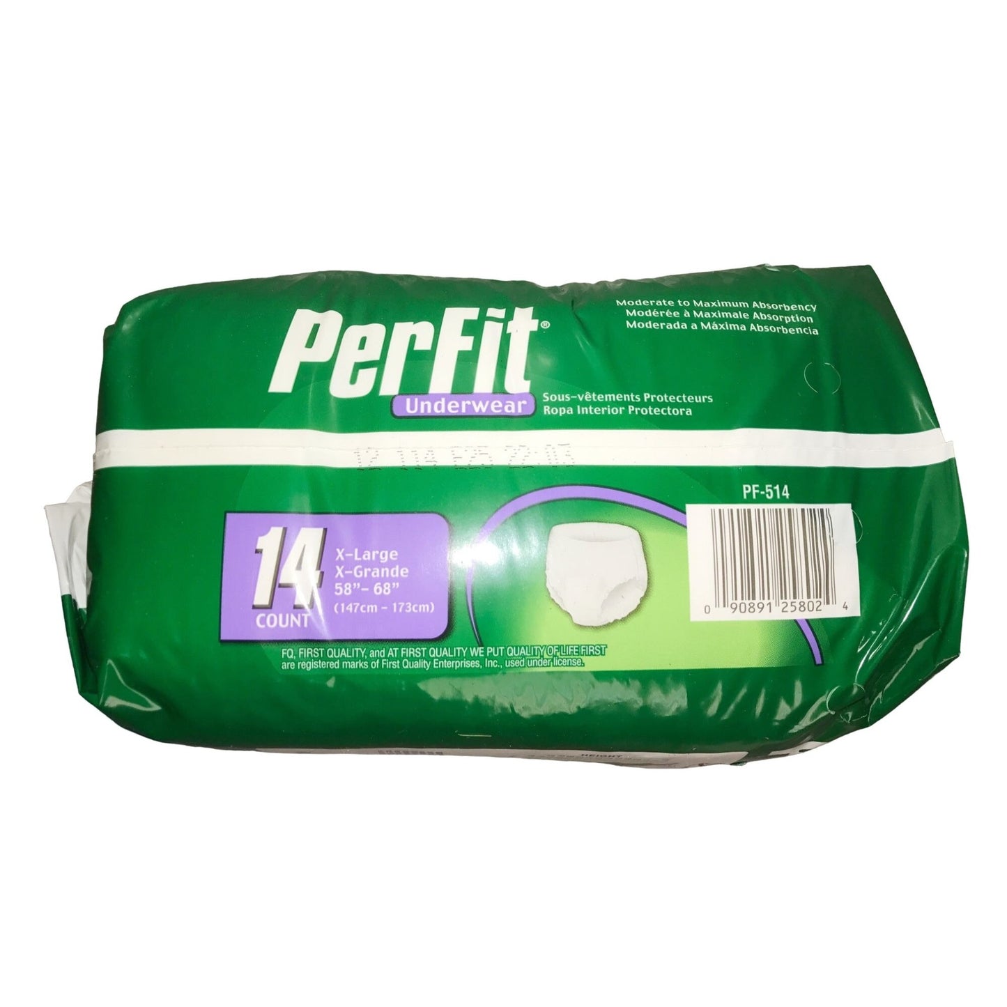 PerFit Adult Underwear Size X-Large X-Grande 58" -68" - Moderate to Maximum Absorbency - 14 Count