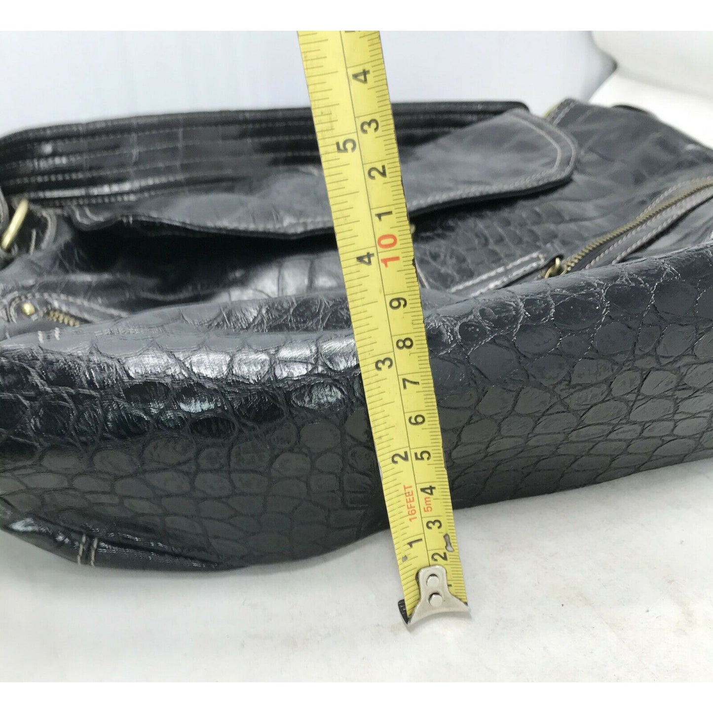 black Faux Alligator Croc Skin Purse Large Hobo HandBag Bag