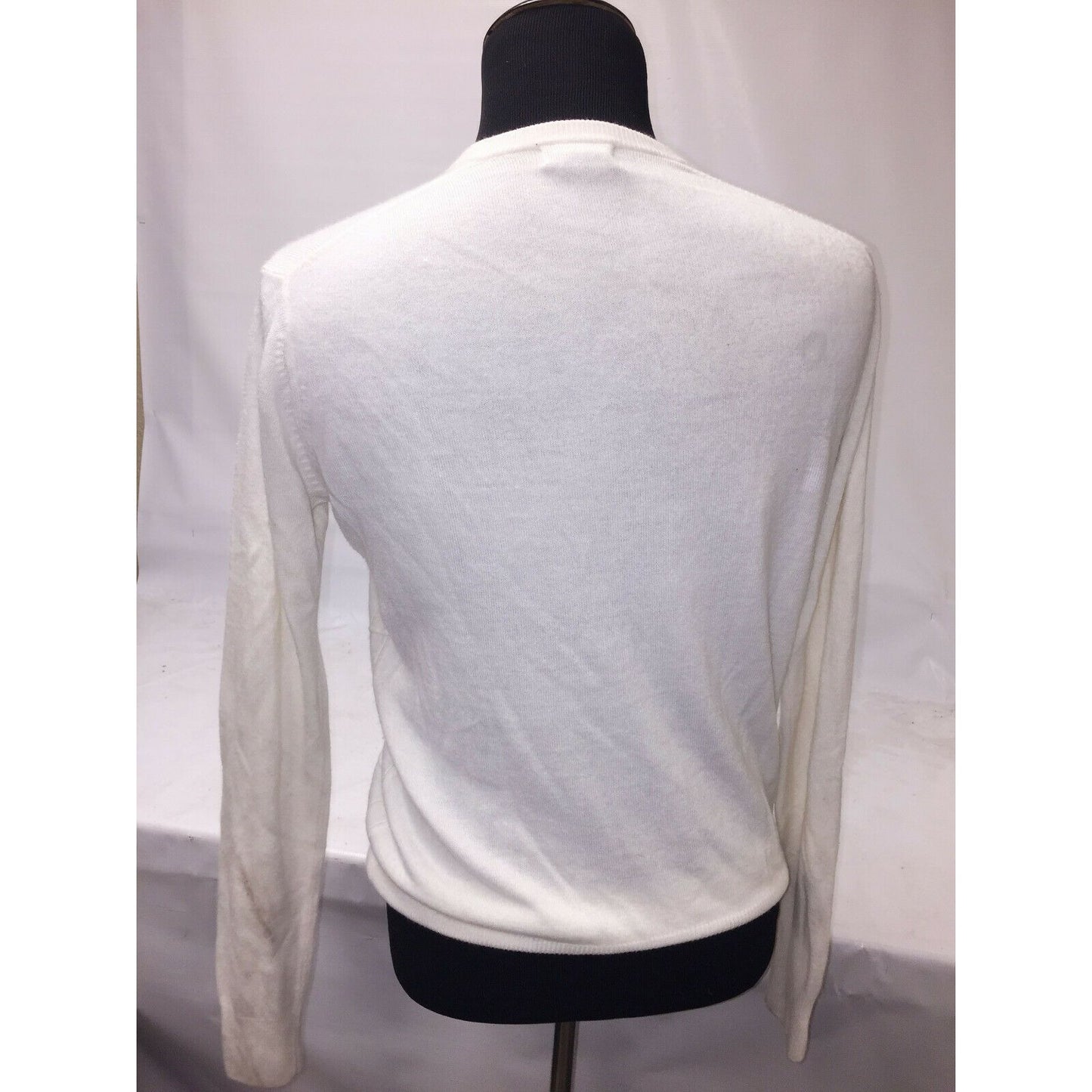 Men's DOCKERS White Ribbed SWEATER Size M (Medium) V Neck Collar