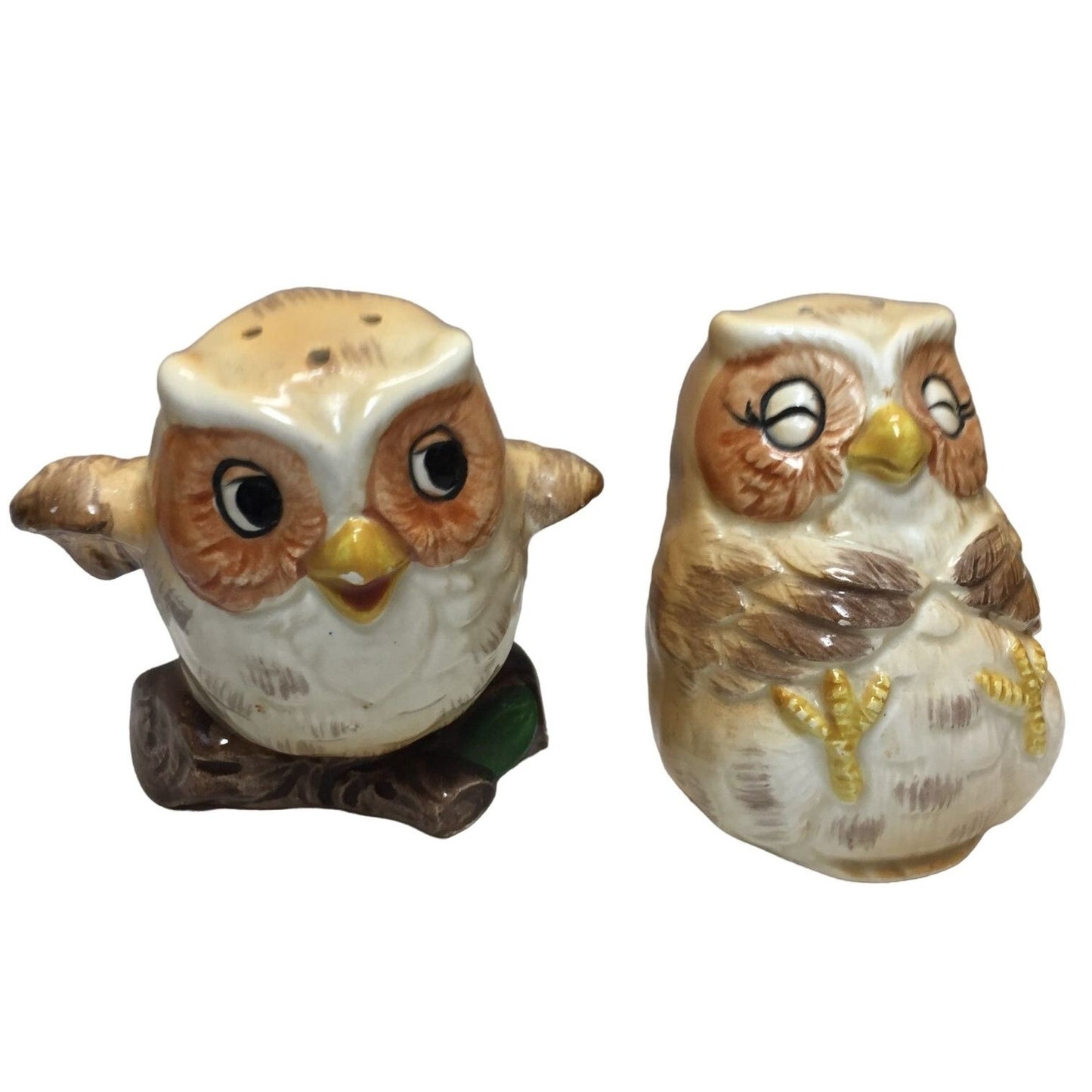 Owl Salt and Pepper Shaker Set, One Lounging Back - Otagiri Japan Mary Ann Baker - Great Vintage Find!