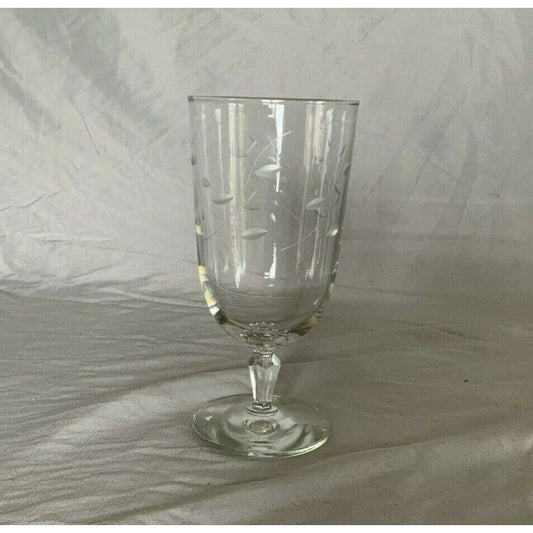 Etched Wine Glass - Delicate Design Stemware - approx 8" tall - formal dining