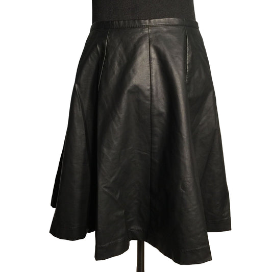 L'Amour Black leather pleated skirt - Womens size Medium