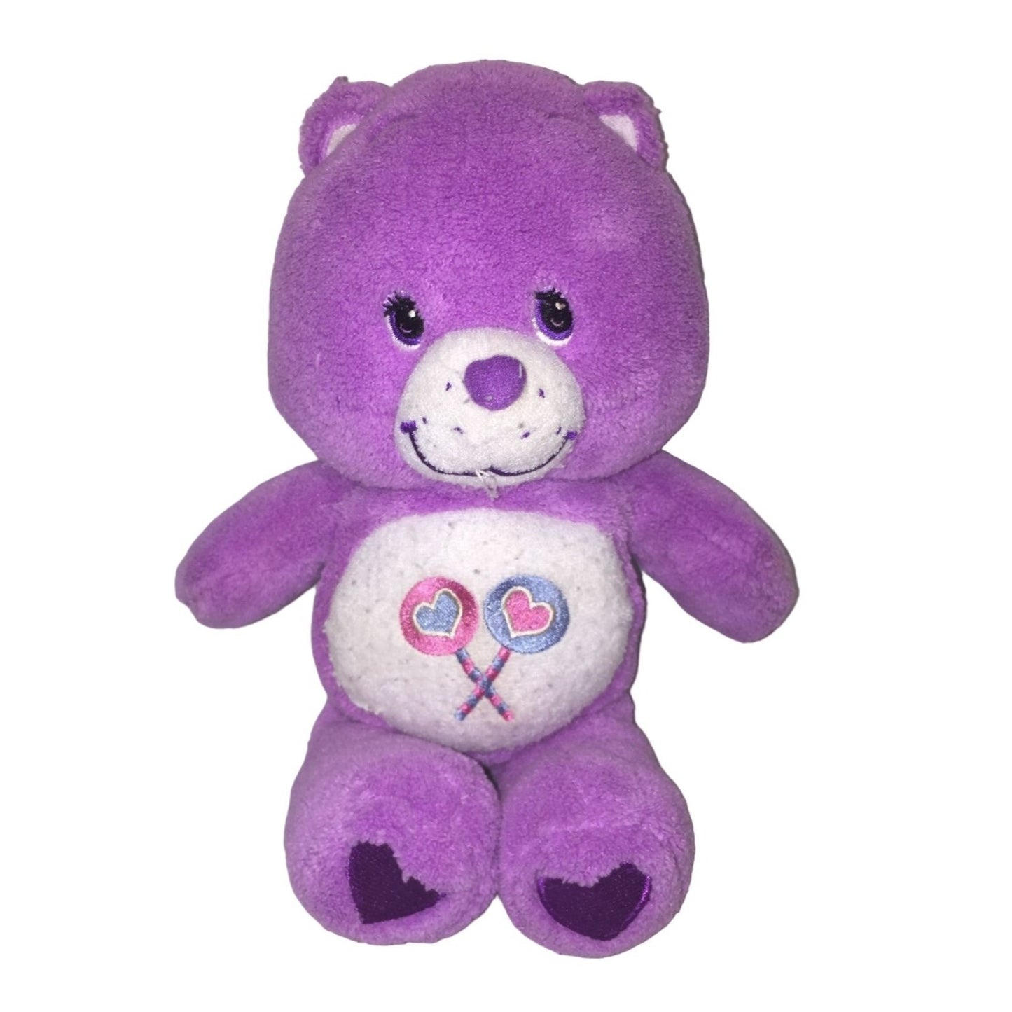 Care Bears SHARE BEAR Plush - Purple with Lollipops and sweet smile 9" Tall