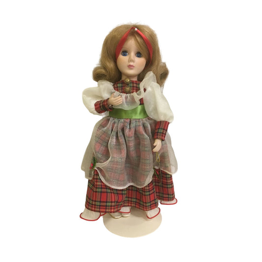 Merrie Christmas Playtown Inc Limited Edition Porcelain Doll with COA, Stand & Wreath