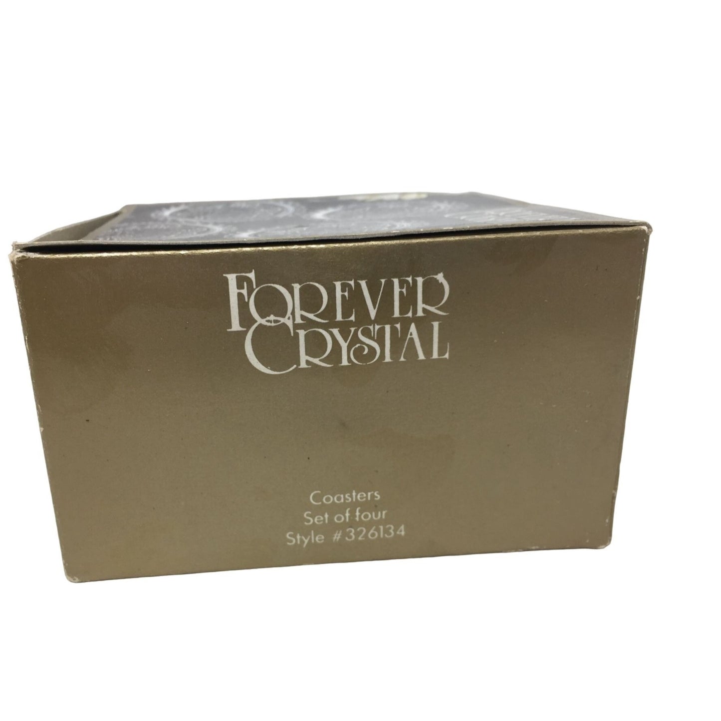 Forever Crystal Set of 4 Coasters in Original Box - Made in German Democratic Republic #326134 Rose and Foliage Pattern