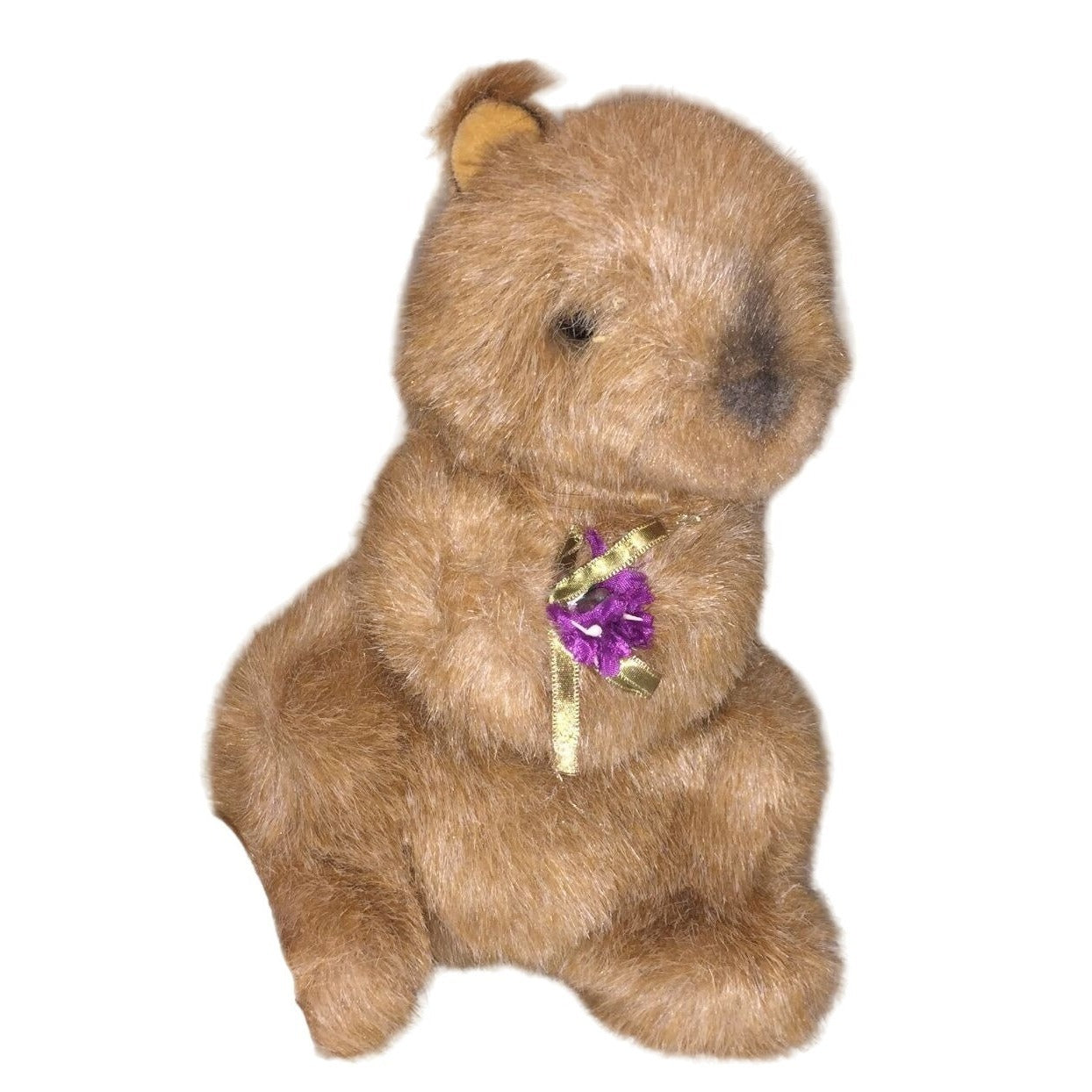 Classic GUND Squirrel Plush Collectible - NUTSY - 7" tall holding Purple Flowers -