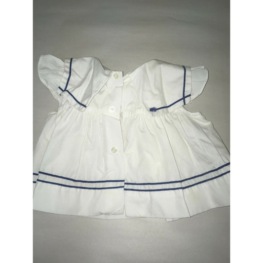 Vintage Baby SunDress0-6 Months - White Sailor Style White BlueRed