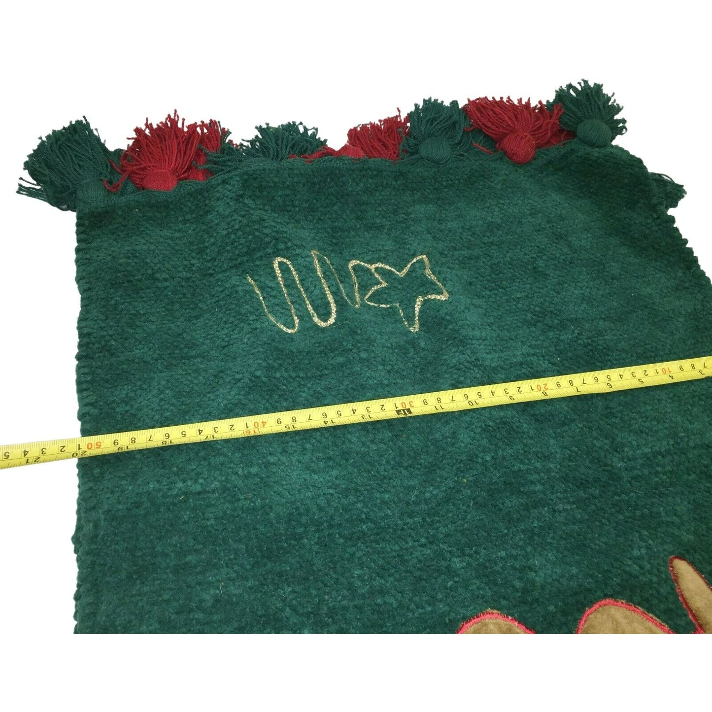 Red & Green Tasseled REINDEER RUG Rudolph the Red Nosed Reindeer