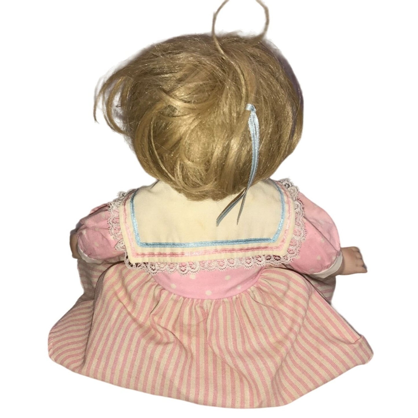 Jennifer Schmidt MEG 'Precious Pairs' Porcelain doll 1991 - Pink Stripe Dress Big Blue Eyes